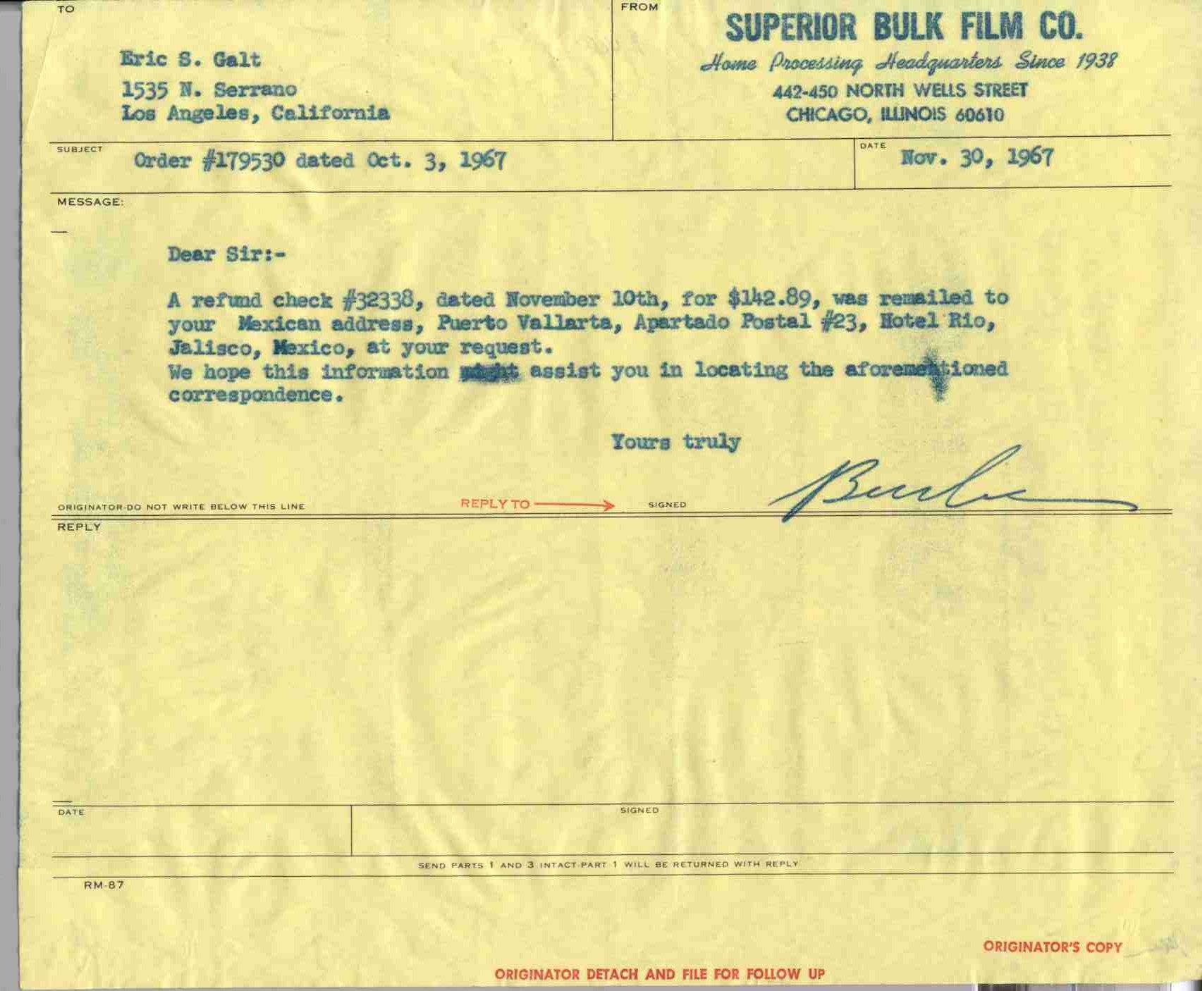 letter, november 30,1667, superior bulk film company.jpg